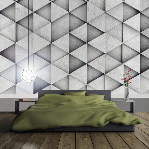 Nowoczesna sypialnia na ścianie tapeta z efektem 3D w geometryczne wzory