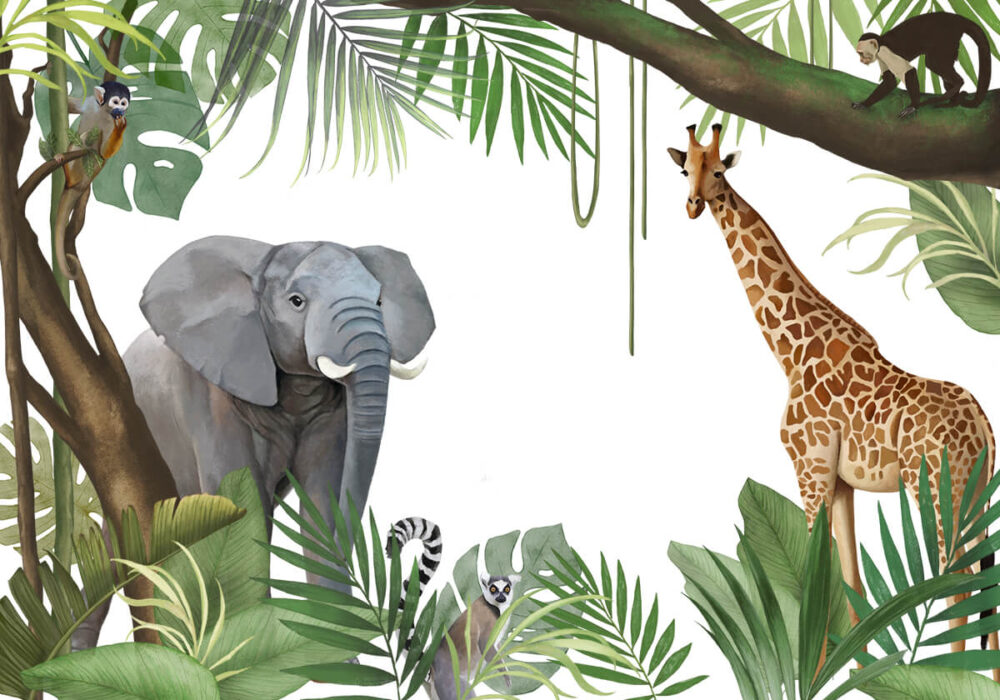 artystyczna fototapeta na wymiar Dżungla Zwierzęta