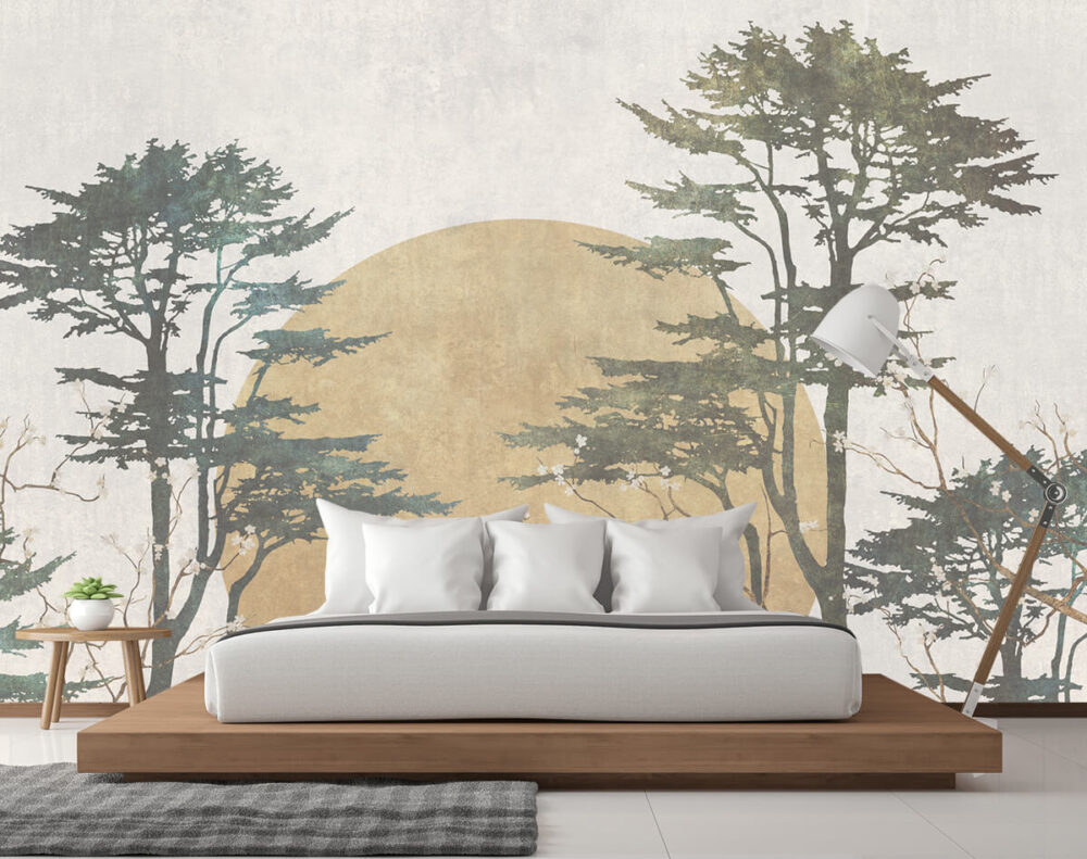 ekologiczne tapety do sypialni w stylu Japandi