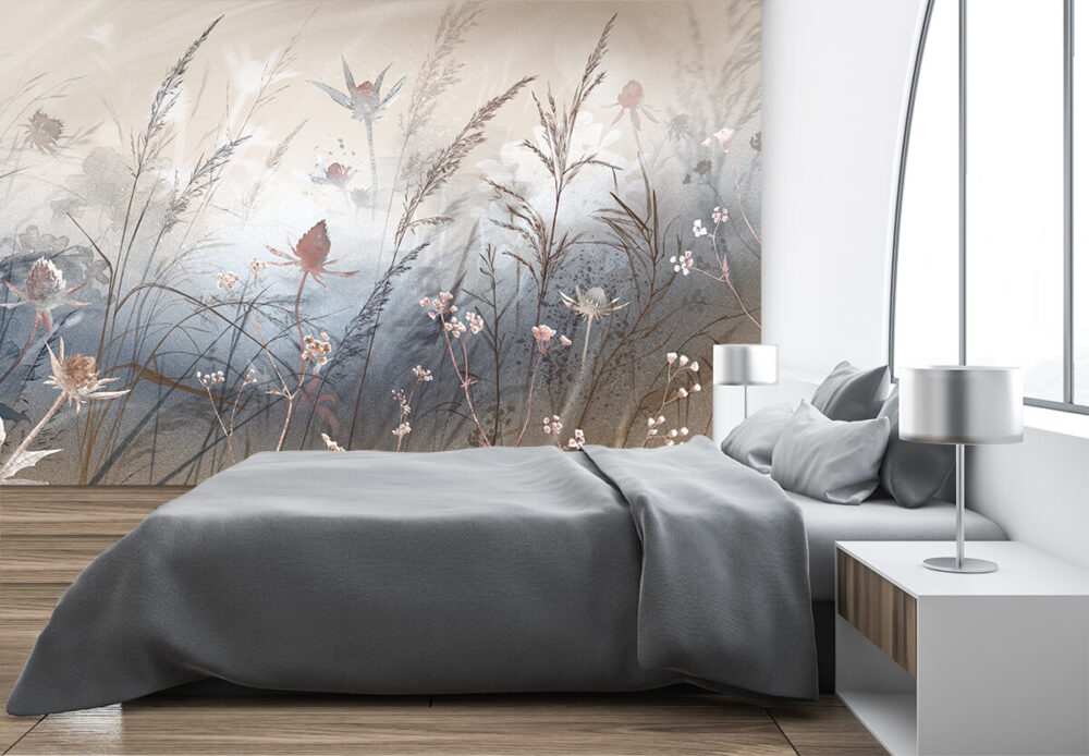 tapety w kwiaty do sypialni w stylu nowoczesnym