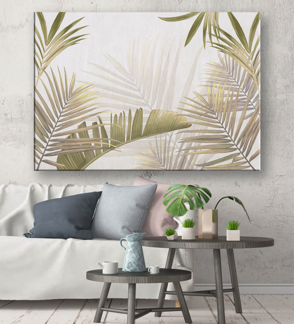 stylowe wnętrze w stylu skandynawskim obraz na ścianę z palmami