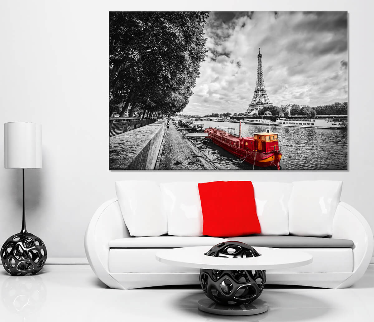 Paryż - Obrazy na płótnie - Barki na Sekwanie