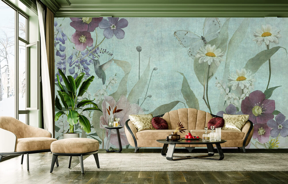 modne tapety do salonu w stylu Urban Jungle