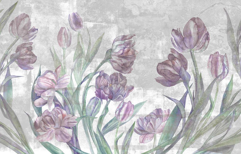 Tapeta jak obraz – ręcznie malowane tulipany