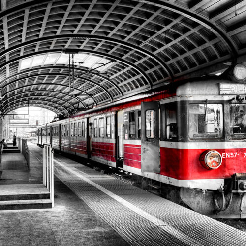 Fototapeta 3D Dworzec Pociąg