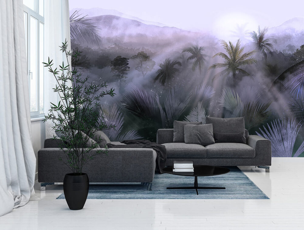 salon w stylu Urban Jungle - tapeta 3D