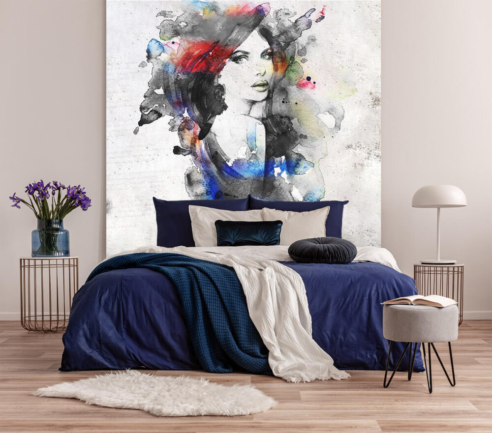 fototapeta ścienna w abstrakcyjny portret kobiety - tapety do sypialni