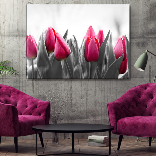 Nowoczesny obrazy do salonu Kwiaty Tulipany
