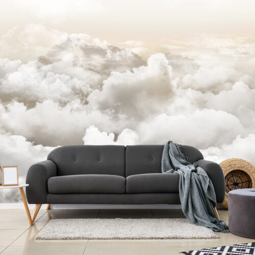motyw chmur na ścianę salonu - tapeta na wymiar