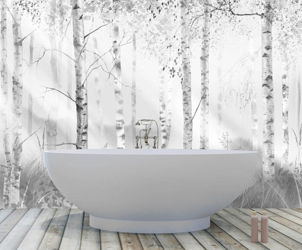 spa w stylu skandynawskim tapeta w brzozy