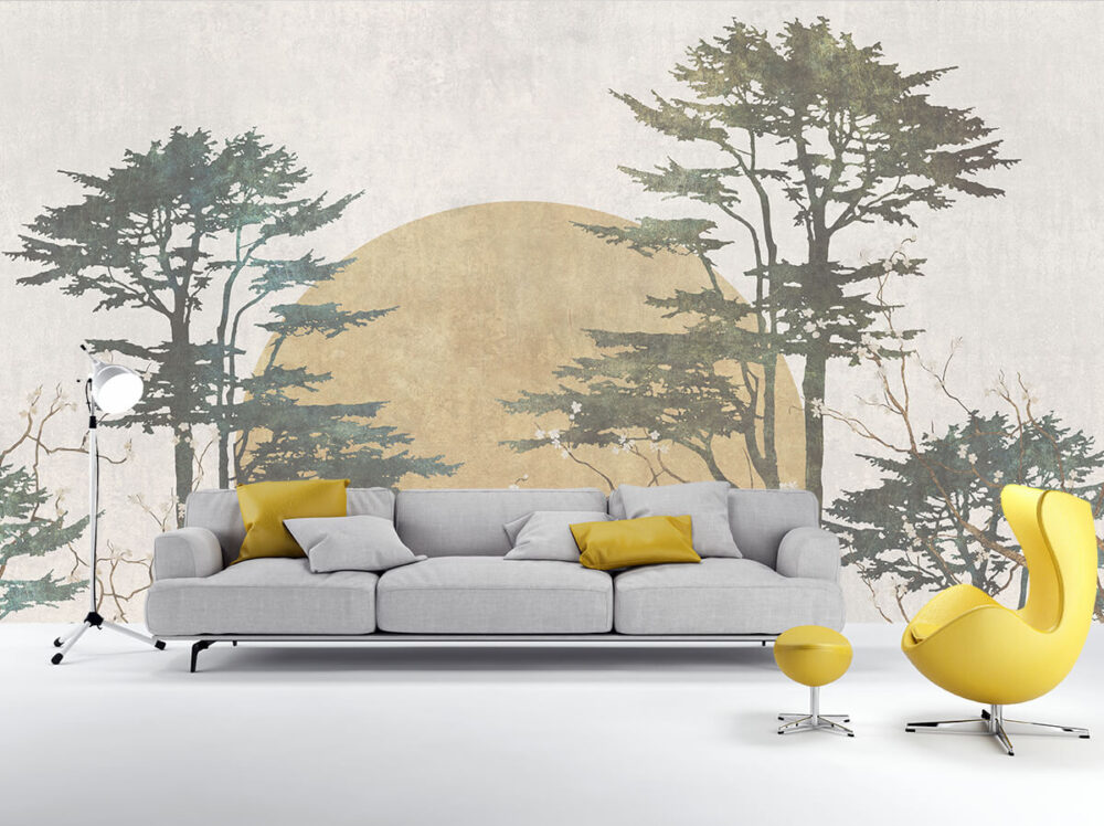 najmodniejsze tapety do salonu - wzory botaniczne