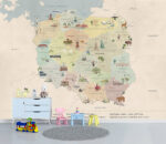 Pastelowa fototapeta do pokoju dziecięcego - Mapa Polski