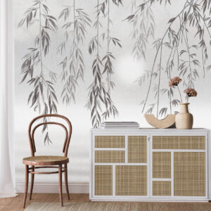 wielkoformatowa tapeta w stylu japońskim Wabi Sabi z motywem roślin