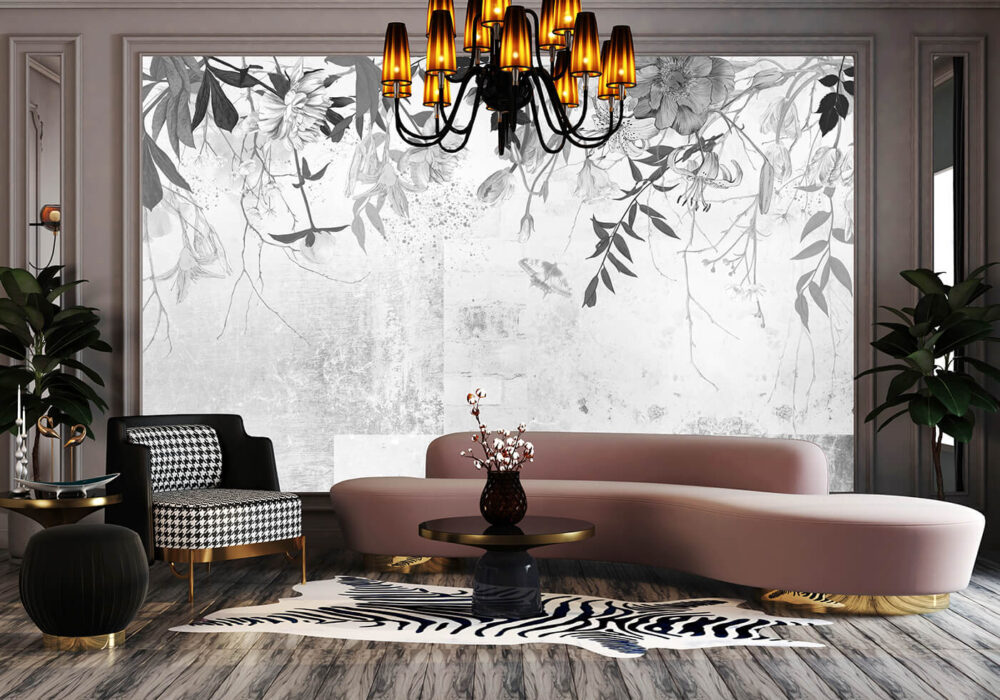 eleganckie tapety kwiatowe do salonu