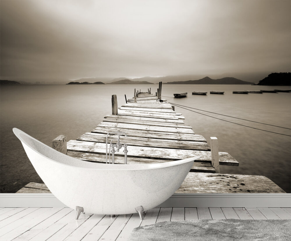 fototapeta D na wymiar widok na ocean sepia