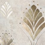 Fototapeta art déco z motywem roślinnym i subtelną złotą linią na kamiennej fakturze