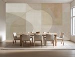 Fototapeta do jadalni – jasna beżowa geometria, idealna za stół.
