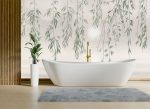 tapeta łazienkowa z motywem roślinnym