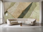 Fototapeta do salonu zielono-beżowa art deco – nowoczesna abstrakcja