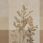 Fototapeta geometryczna beżowa z delikatnym motywem roślinnym.