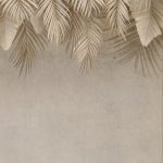 Fototapeta z liśćmi palmy – neutralna beżowa baza do salonu i sypialni.