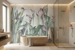 Fototapeta pod prysznic z delikatnym motywem roślinnym do nowoczesnej łazienki spa