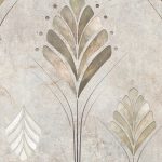 Złoto-beżowa fototapeta roślinna art déco z wyraźną strukturą i subtelnym rysunkiem
