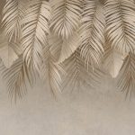 Jasna naturalna fototapeta beżowa z liśćmi palmy – spokojne tło do nowoczesnych wnętrz.