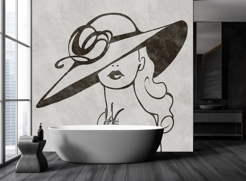 Minimalistyczna tapeta łazienkowa do loftu