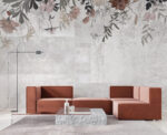 salon w stylu nowoczesnym tapeta roślinna