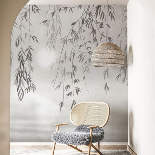 minimalistyczne wnętrza w stylu japońskim tapeta ścienna w gałęzie wierzby