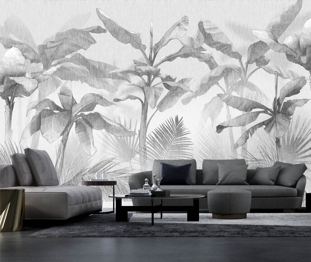 nowoczesny salon w stylu urban jungle