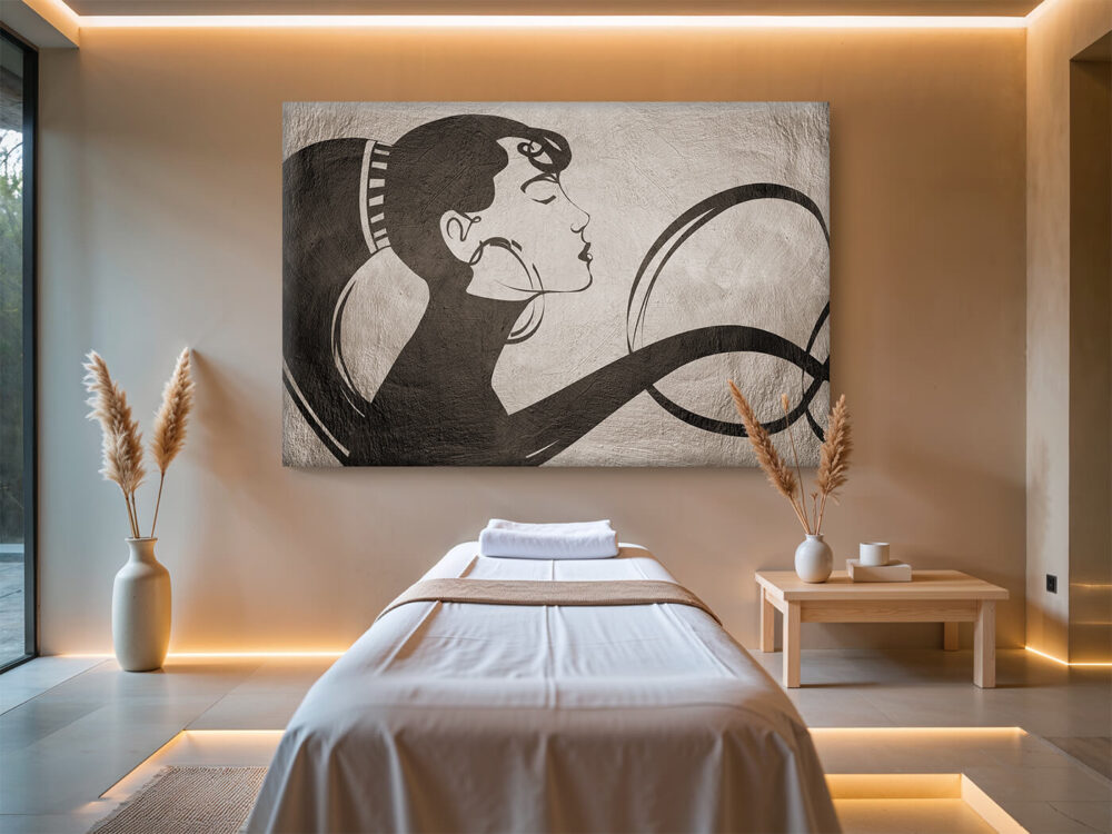 Obraz z twarzą kobiety Rytm Nocy – elegancki obraz do gabinetu lub spa