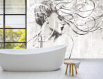 Fototapeta Portret na Wietrze w eleganckiej łazience spa – naturalne drewno i stonowane kolory